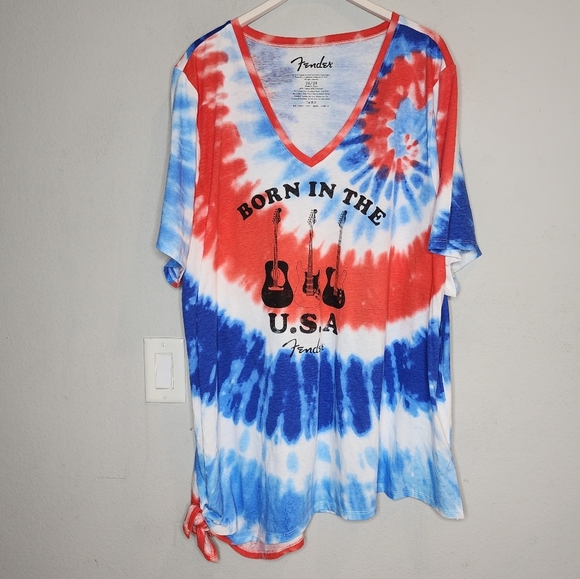 NWT Lane Bryant Fender Born In The USA red white blue tee. Size 26/28. 4X - Picture 1 of 12